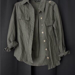 Olive Green Button-Up Shirt